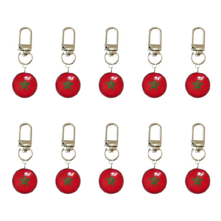 10PCS/Lot Trend Football Keychains Feature Bright Country Flags Rustproof Alloy And Glass Backpacks Decoration