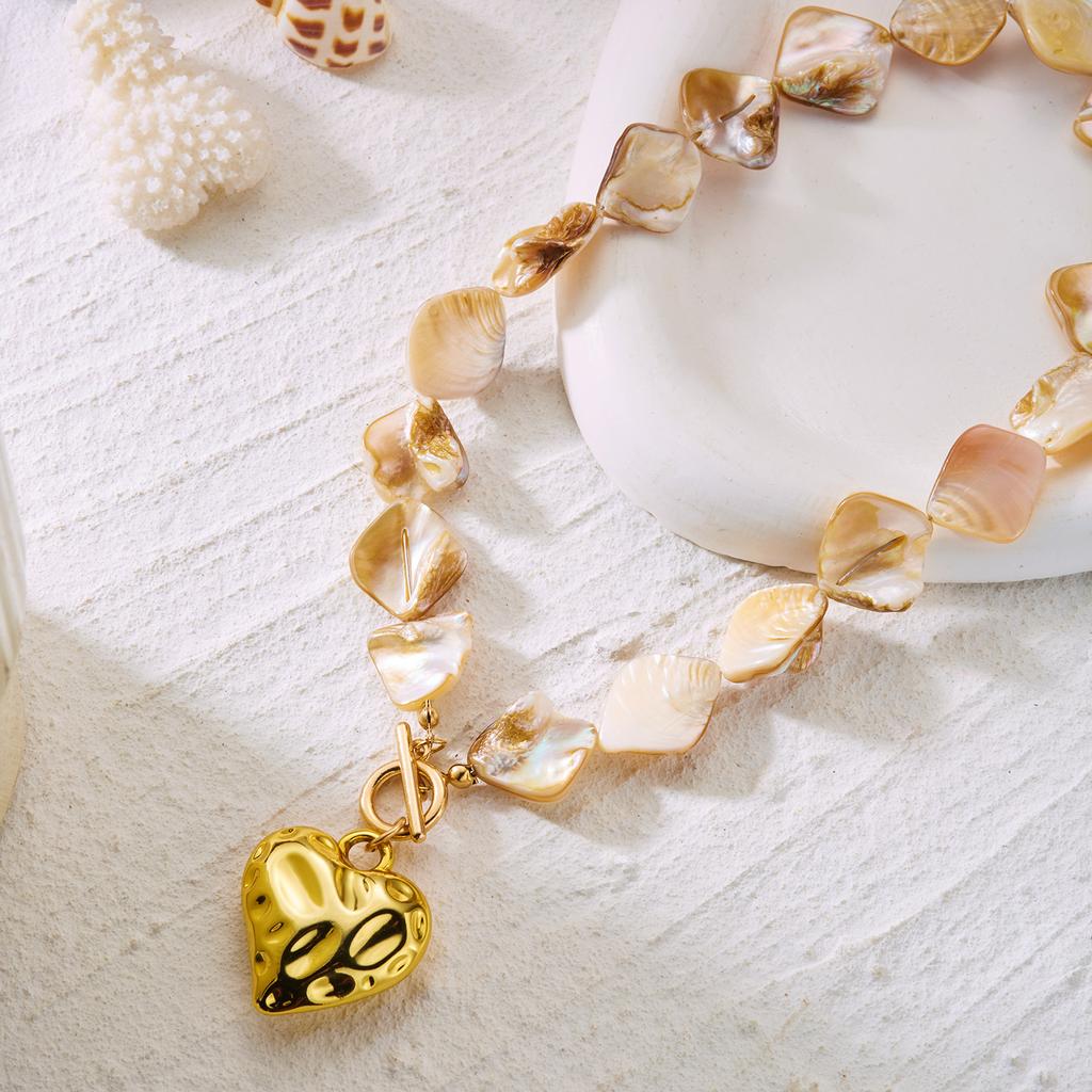 Bohemia Conch Starfish Imitation Pearl Necklace for Women Luxury Love Heart Shape Pendant Choker Beach Party Holiday Jewelry