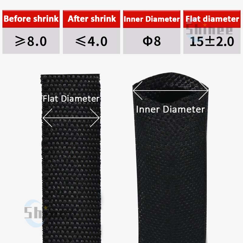 Braided Cable Sleeve Heat Shrink Tube 6/8/10/12mm Insulation Flam Retardant PET Auto Line Organizer Wire Wrap Sheath Protection