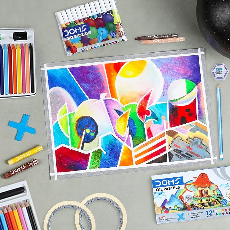 Doms Art Strokes Kit | Perfect Value Pack | Kit for Creative Minds | Gifting Range for Kids | Combination of 10 Statione