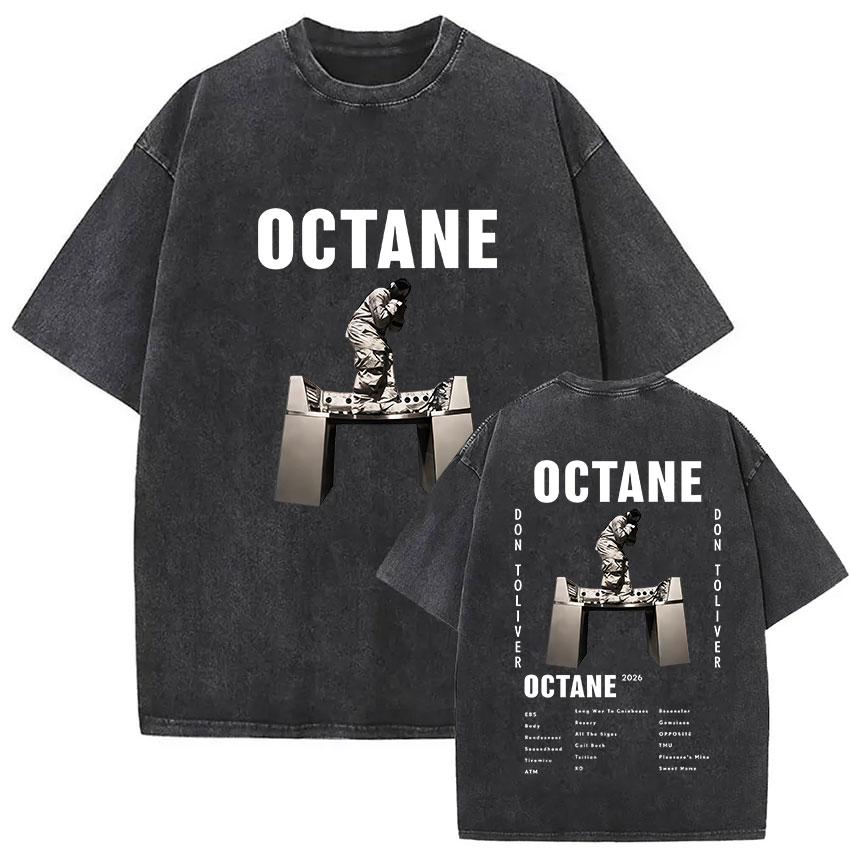 Vintage Washed Don Toliver Octane Tour 2026 Merch T Shirt Mens Rap Punk Gothic Short Sleeve Tshirt Hip Hop Loose Clothing Tees