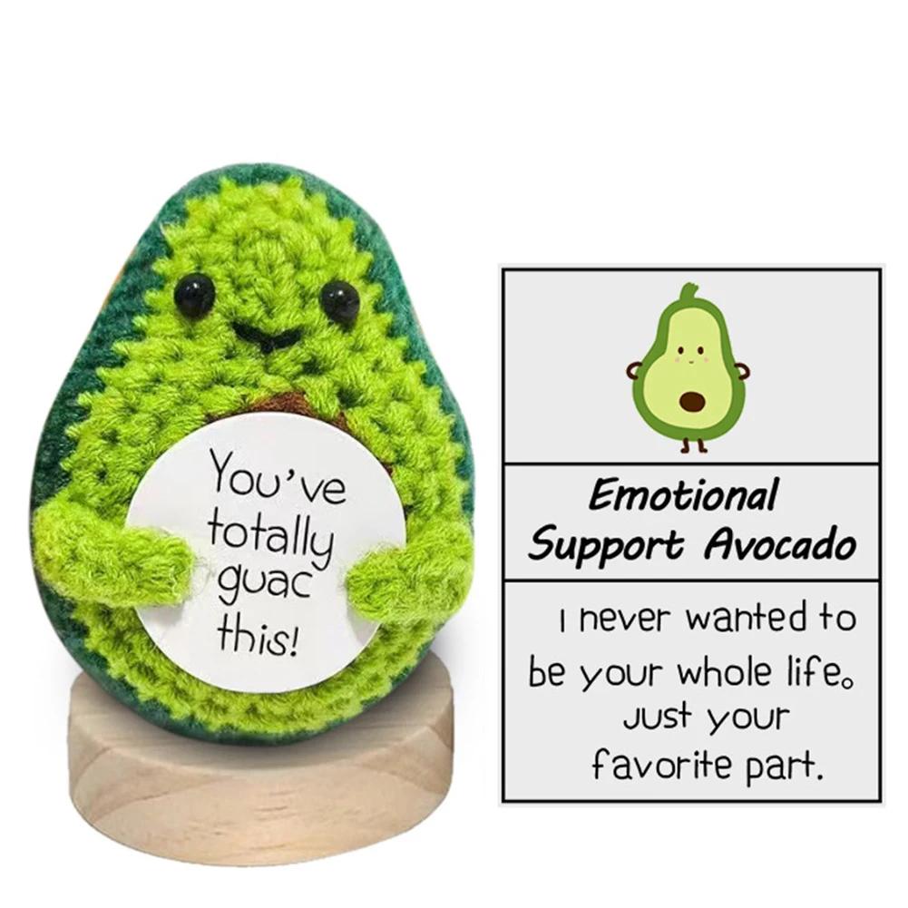 Gestricktes Avocado-Spielzeug mit Karte Kreative Positive Energie Kartoffel Umarmung Tasche Mini Handgemacht Plüsch Wolle Häkelpuppen Deko Ornamente
