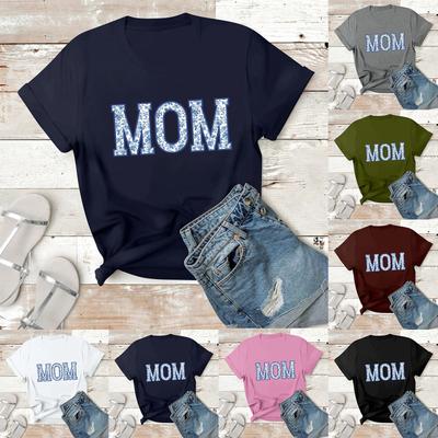 Lässiges bedrucktes T-Shirt für Damen, Rundhalsausschnitt, Pullover, kurzärmelig