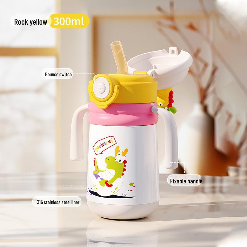 Insulated Baby Sippy Cup with Straw for 6+ Months - Children's Milk Bottle