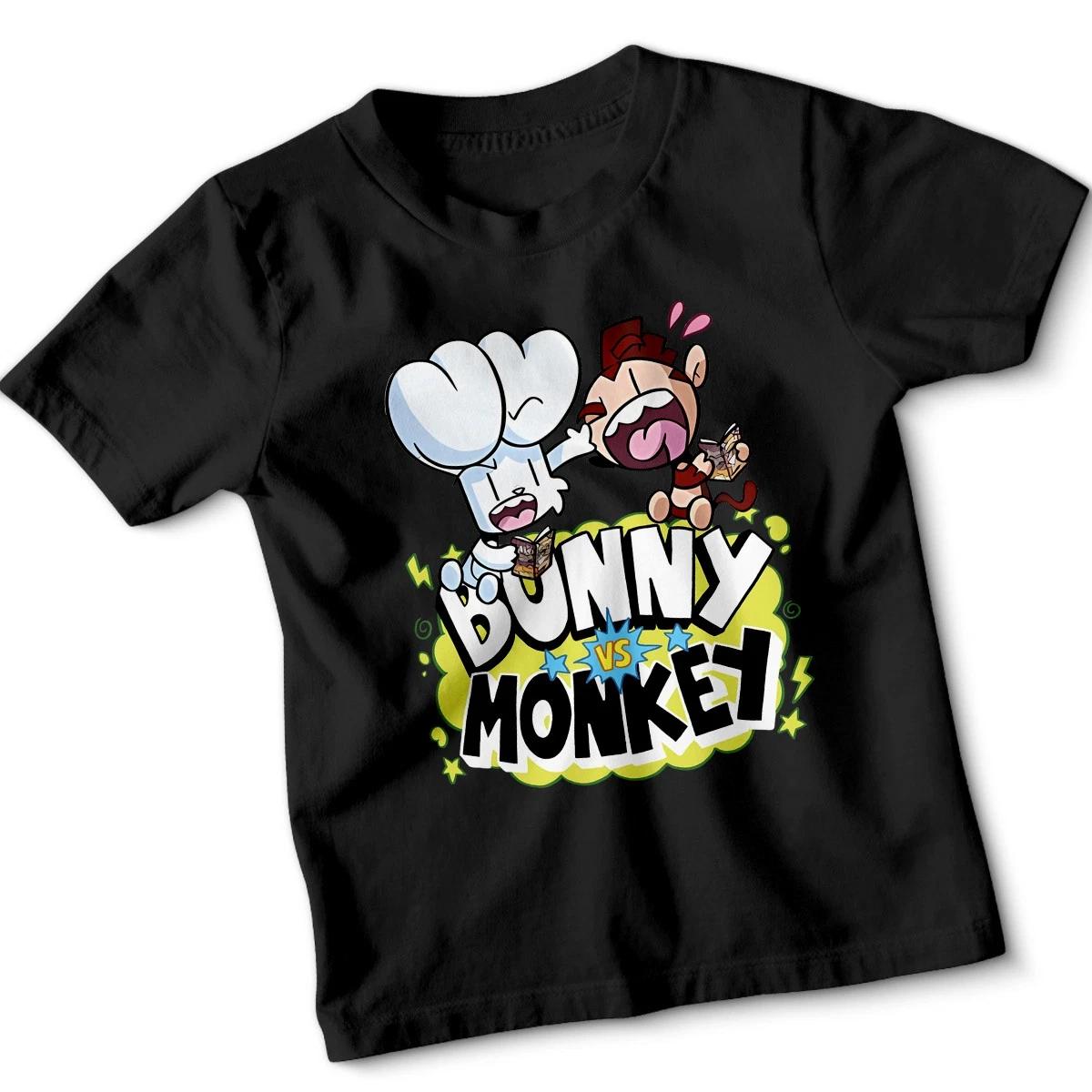 

New Funny Cartoon Bunny Vs Monkey Kids Tshirt Book Story Gift 150