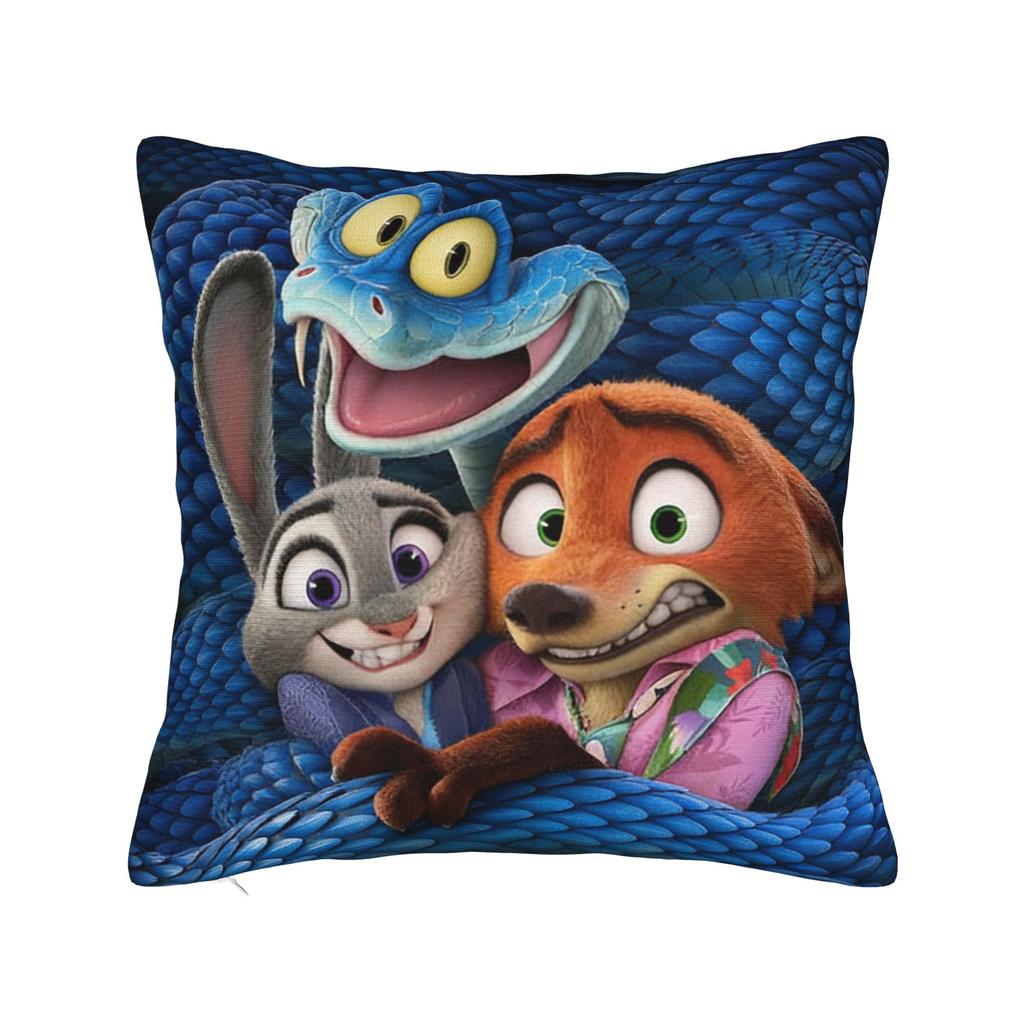Gary Judy Nick Quadratische Kissenbezüge Zootopia Film Kissenbezüge Modischer Dekorativer Kissenbezug mit Reißverschluss für das Bett 18"