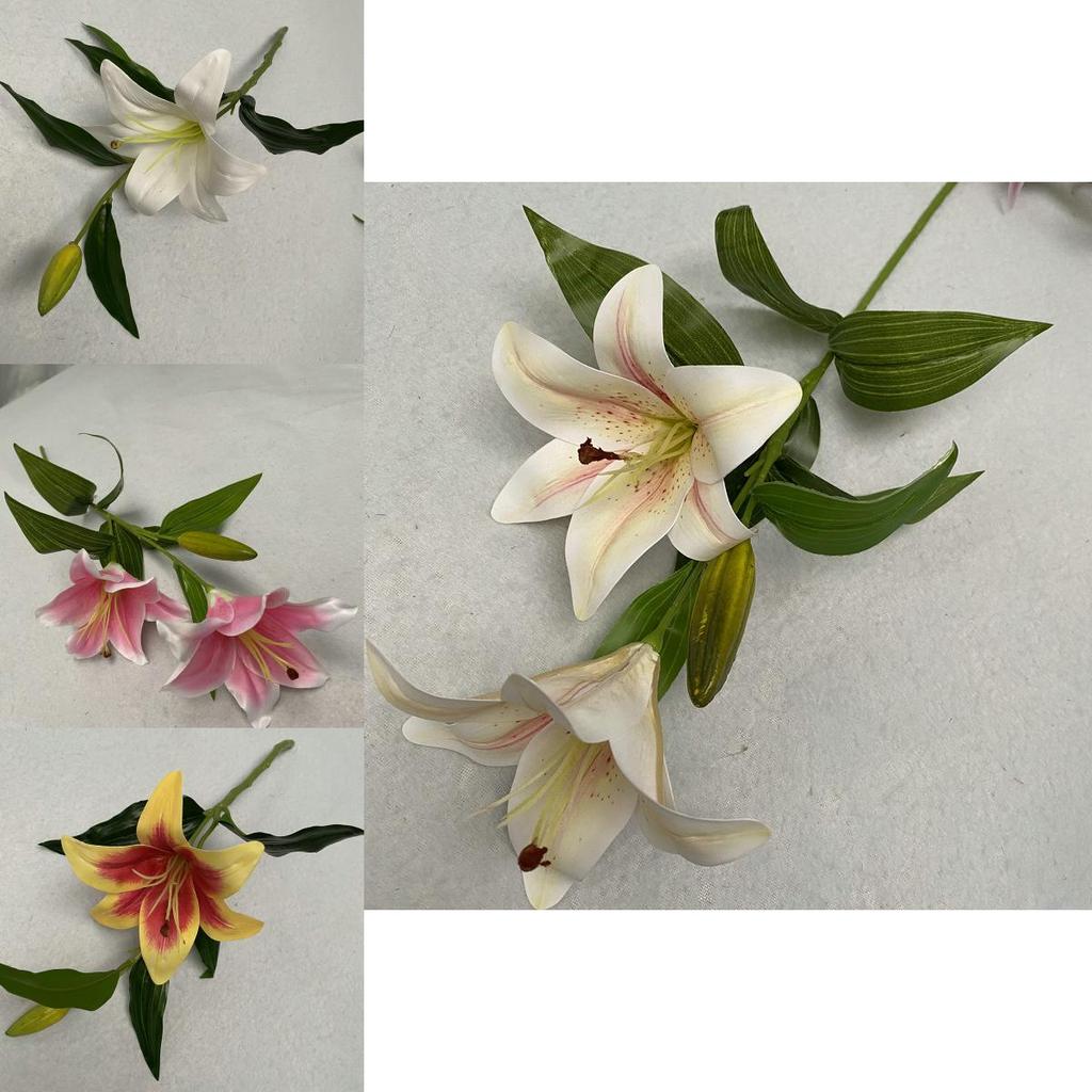 Lifelike 3d Cloth Lilies Artificial Flowers For Home Decor Wedding Centerpiece Floral Arrangement
