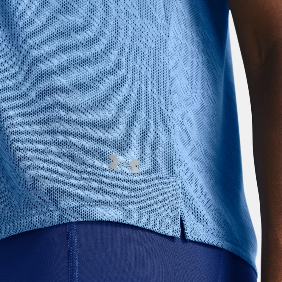 Under Armour Launch Jacquard Knit Breathable Short Sleeve T-Shirt Women T-Shirts Horizon-Blue 1386337-465