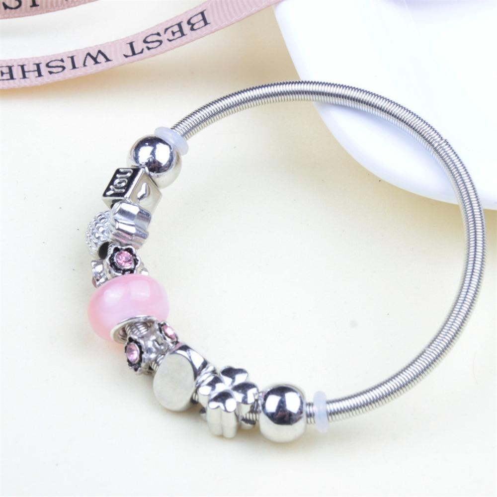 Beaded Bracelet Bangle Multi Element Stainless Steel Copper Alloy Open Spring Snake Bone Chain