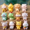 1/12PCS Cartoon Zodiac Animal Figurines Resin Cute Crafted Animal Rat Ox Tiger Rabbit Dragon Snake Home Holiday Decor Lucky GIft
