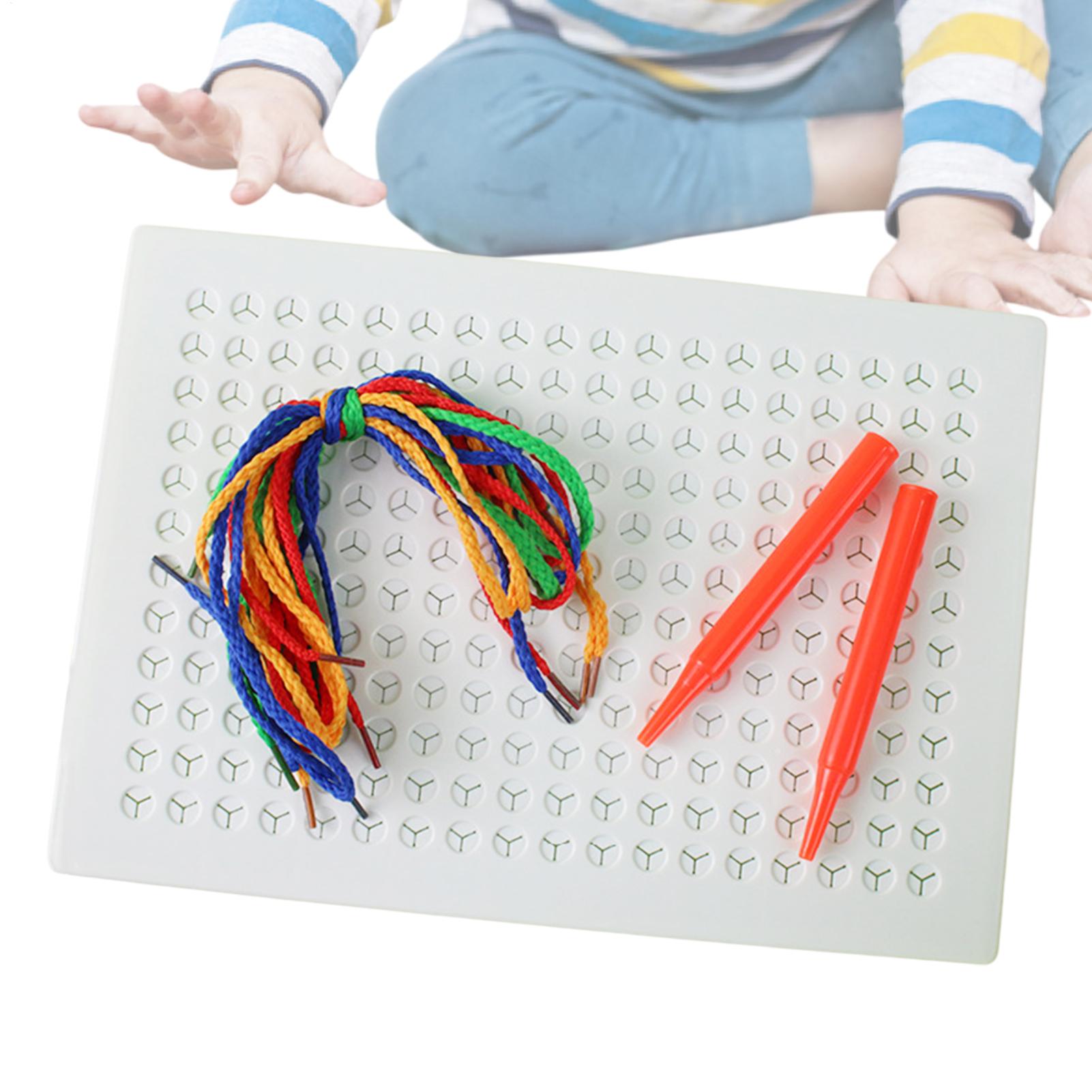 

Threading Sensory Stitching Board for Kids String Weaving Stitching Braided Board Calm Down Activity Threading Toys with Colored CN