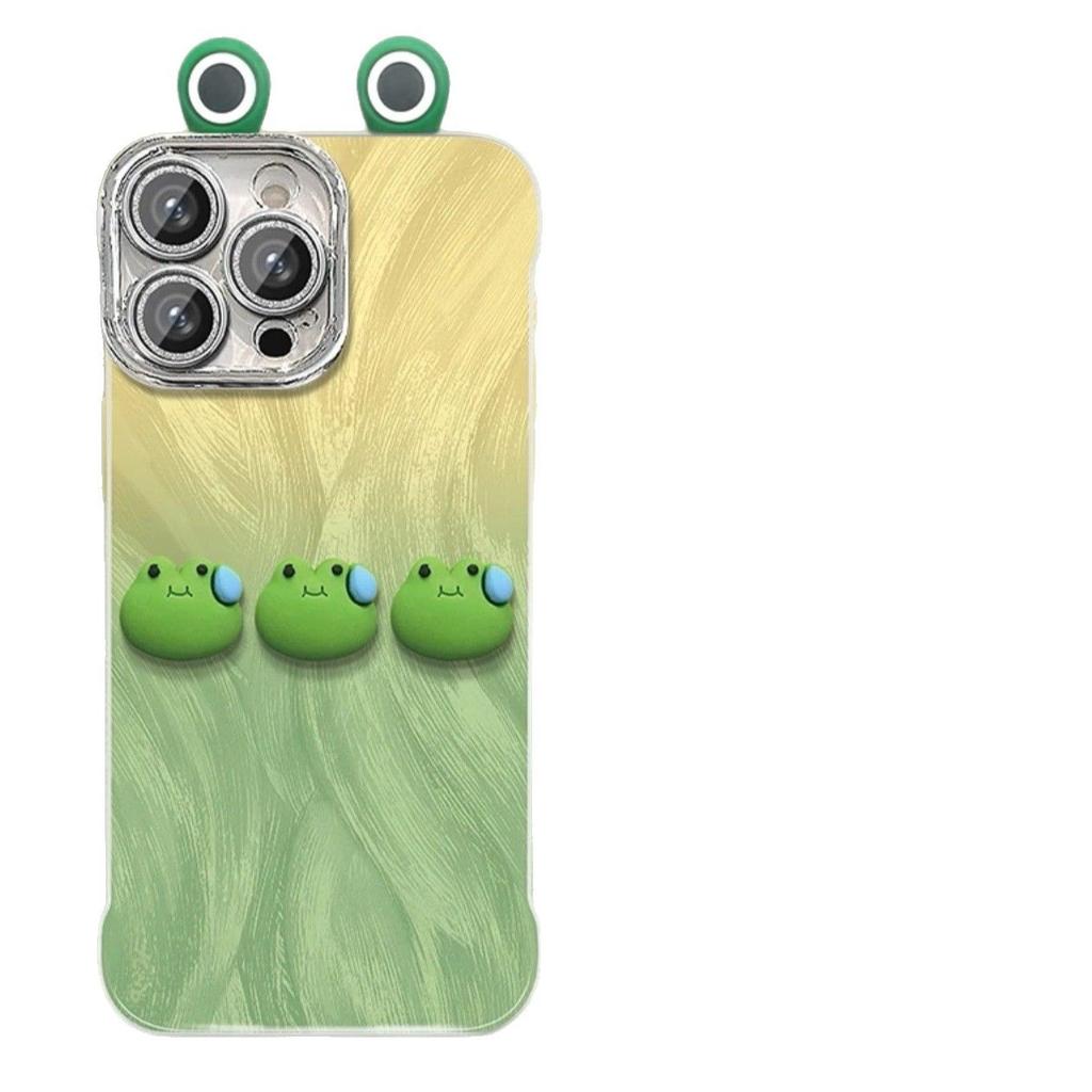 The Gradient Frog Stand Is Suitable for The IPhone 15, The Feathered Borderless Phone Case 16promax, and The 3D Figurine 13, Which Is Cute