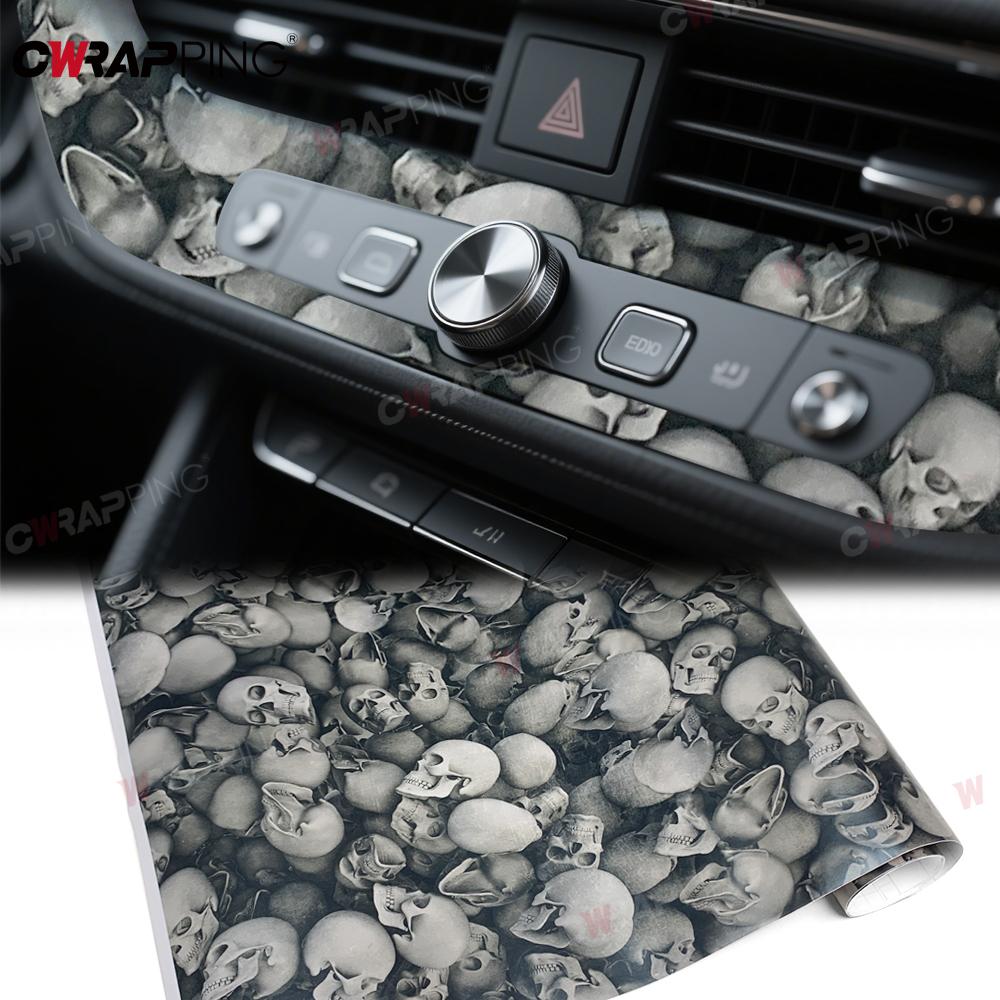 Car Sticker Black Skull Cartoon Printed  Vinyl Self-Adhesive Wrap Vinyl Auto Body FilmMotorcycle Stickers Tuning Car Accessories