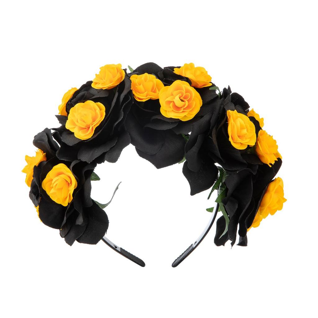 Delicate Flower&Skull Hairband Thin Side Hairband Flower Shape Headband for Girls Hairband with Veil Decor
