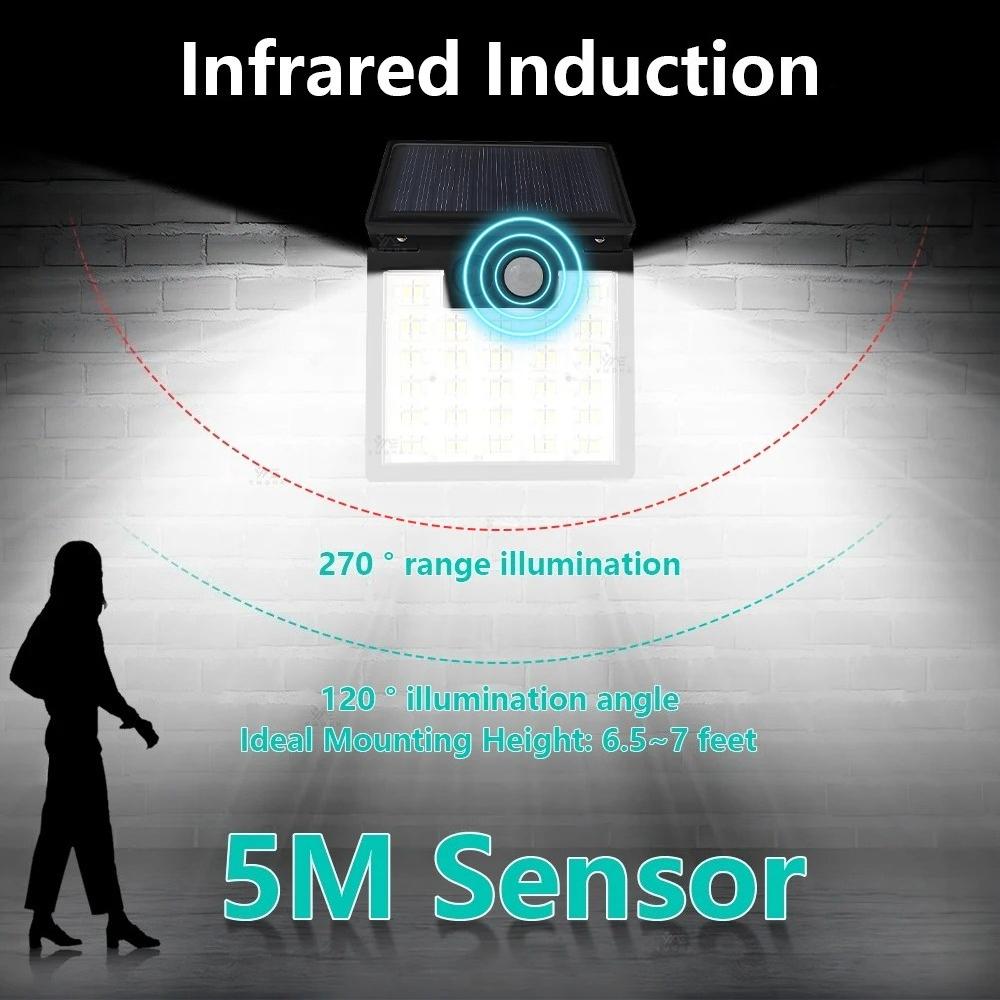 72 LED Outdoor Solar Motion Sensor Wall Lamp Foldable Waterproof 3 Lighting Modes Solar Light for Garden Yard Patio