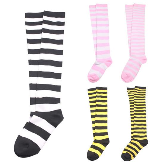 Girl's Sexy Striped Thigh High Long Socks Over The Knee Elastic Stockings