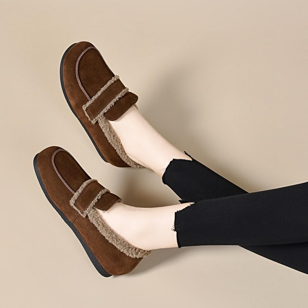 Mao Mao Shoes Women Wear Autumn and Winter Round Head Lazy Shoes One Pedal Steamed Bun Shoes Women