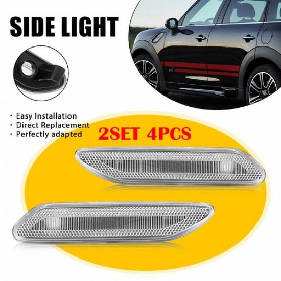 4 For 11-16 MINI Cooper R60 R61 Countryman Clear Front Side Marker Light Housing