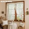1 Stück Französische Landschaft Blumenstickerei Transparenter Vorhang, Wellen-Spitzen-Durchscheinender Vorhang für Wohnzimmer Schlafzimmer Heimdekoration