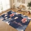 Floral Garden Theme Crystal Velvet Floor Rug Personalized Custom Name Text Warm Carpet Home Decoration