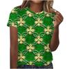 Cuello Redondo de Verano 3D St. Camisetas de Manga Corta Casuales de Moda para Mujer con Estampado Temático Verde del Día de San Patricio