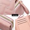 New Women's Tri-fold PU Wallet with Embroidered Heart - Compact Card Holder and Money Clip