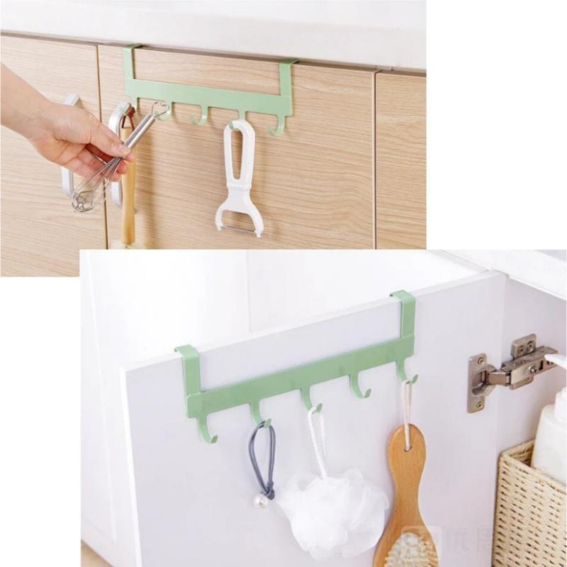 Over Door 5 Hooks Storage Organizer Hanger Rack Non Scratch for Bedroom Bathroom Baby Clothes Towel Hanging Holder