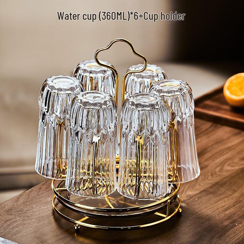 Handon 6-Piece Glass Cup Set with Gold Holder