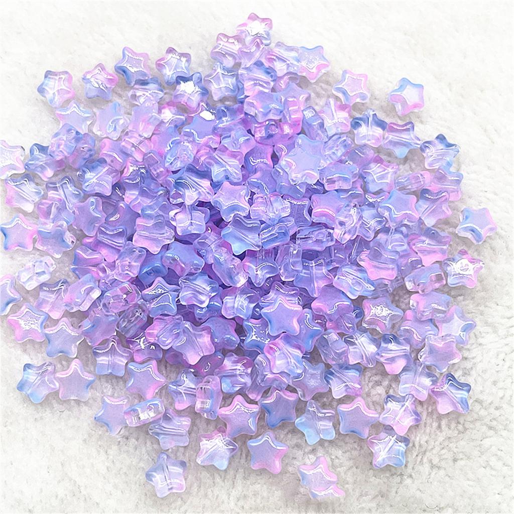 Colorful 30pcs 8mm Mini Polychrome Cute Gradient Five-pointed Star Glass Beads Loose Spacer Beads Jewelry Making DIY Handmade