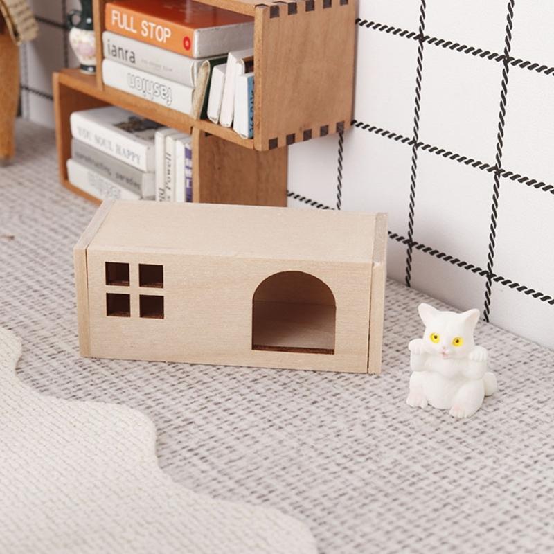 Dog Chamber Model Pet Dog House Dollhouses Pet 1:12 Scale Realistic Playset Door Pet Dog House Model Creative Fun