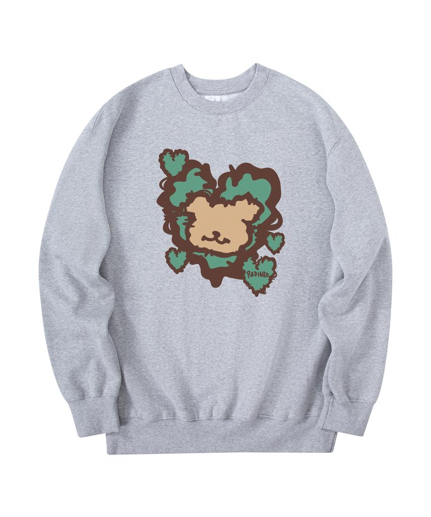 RADINEO Fluffy Heart Bear Sweatshirt Gray