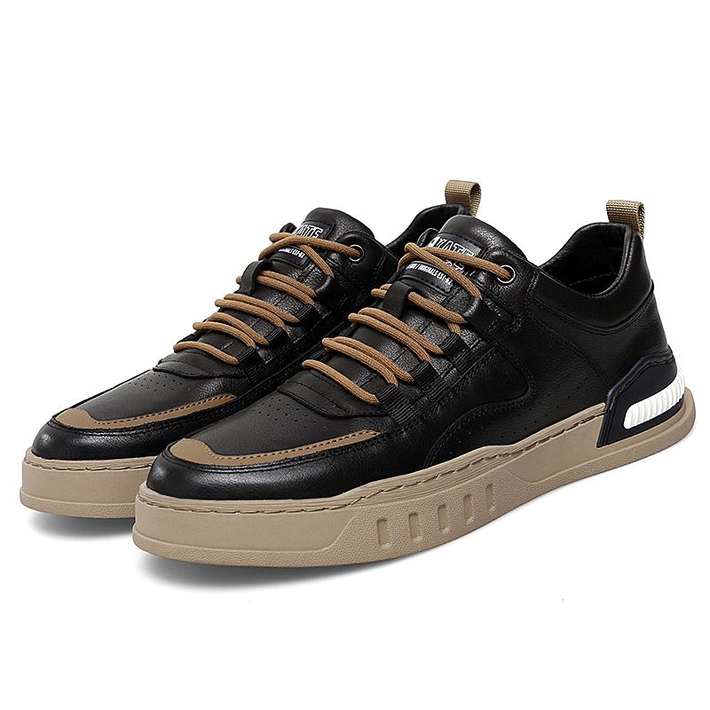 Men Genuine Leather Casual Shoes Lace Up Black Whote Leisure Sneakers Shoes Zapatos Mujer Men's Male Tennis Sneakers Shoes