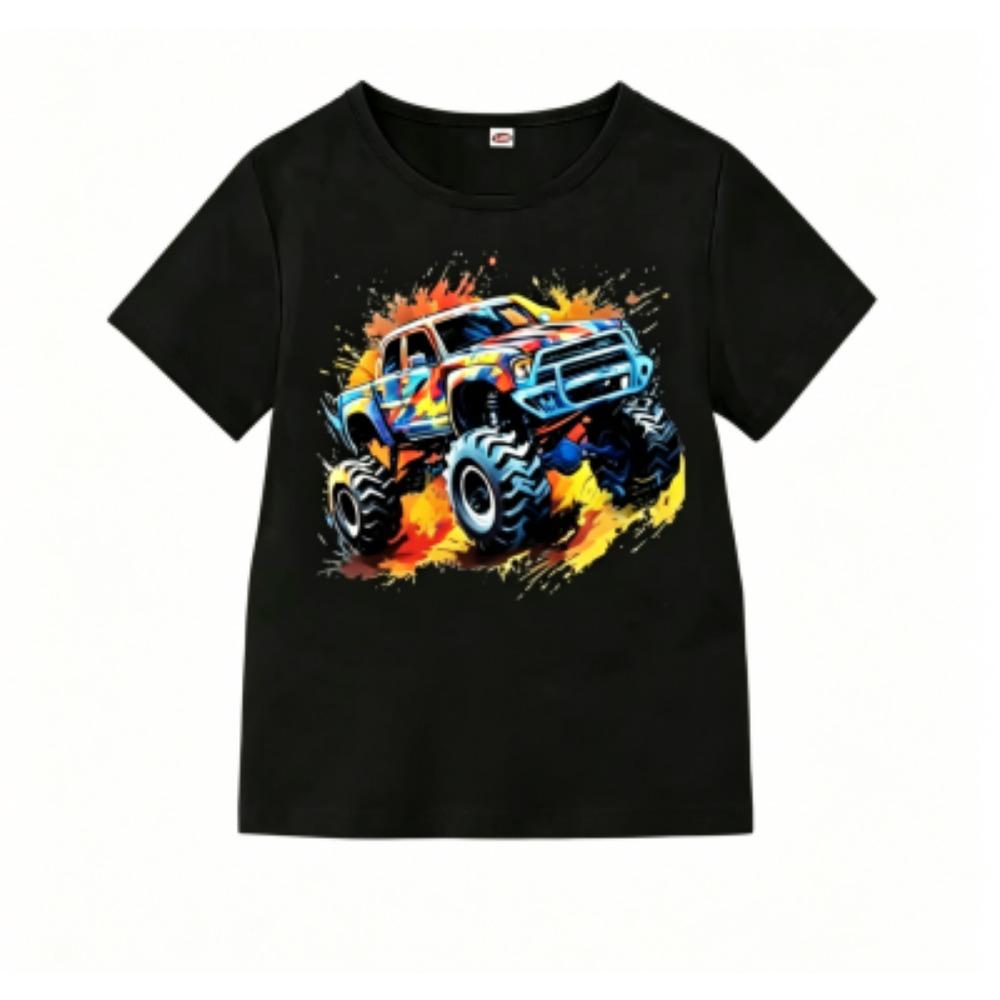 Cartoon Car Print Outdoor Street Kids T-shirt and Shorts Summer Home Casual Outfit Boy and Girl's Sports Set