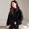 Cappotto da Donna alla Moda, Vestibilità Larga, Autunno Inverno, Collo Alto, Trama a Griglia di Diamanti, Cotone Sottile