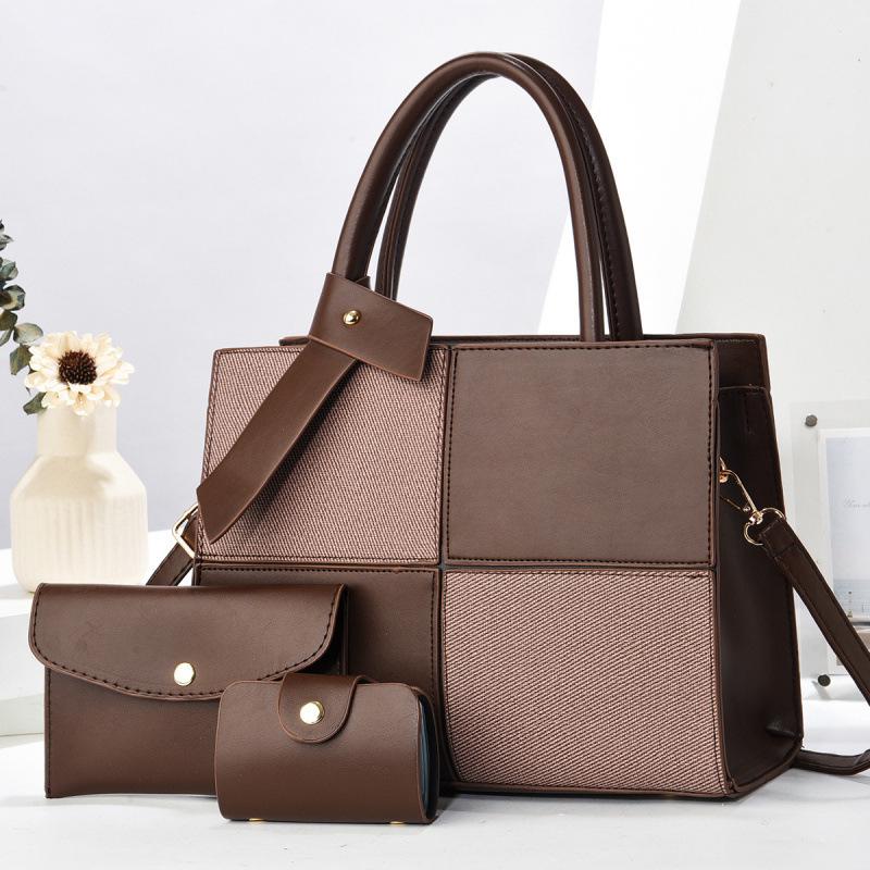 Stylish, Color-Block Mother & Child Handbag: Versatile, Spacious Shoulder Bag