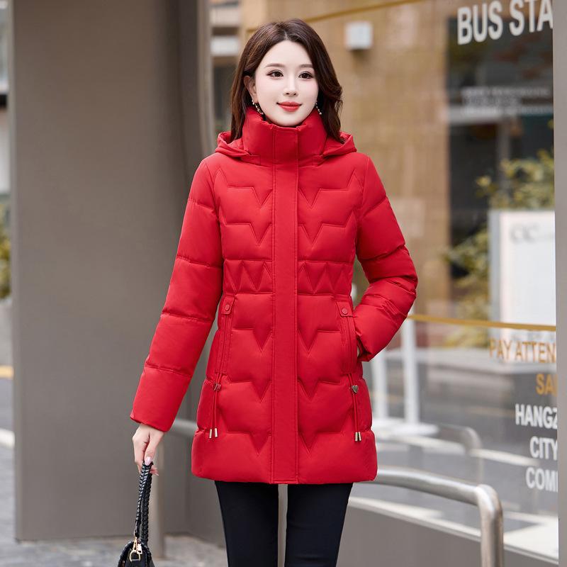 Women's Mid-length New Korean Style Slim Down Cotton Coat, Stylish Little Winter Cotton Coat