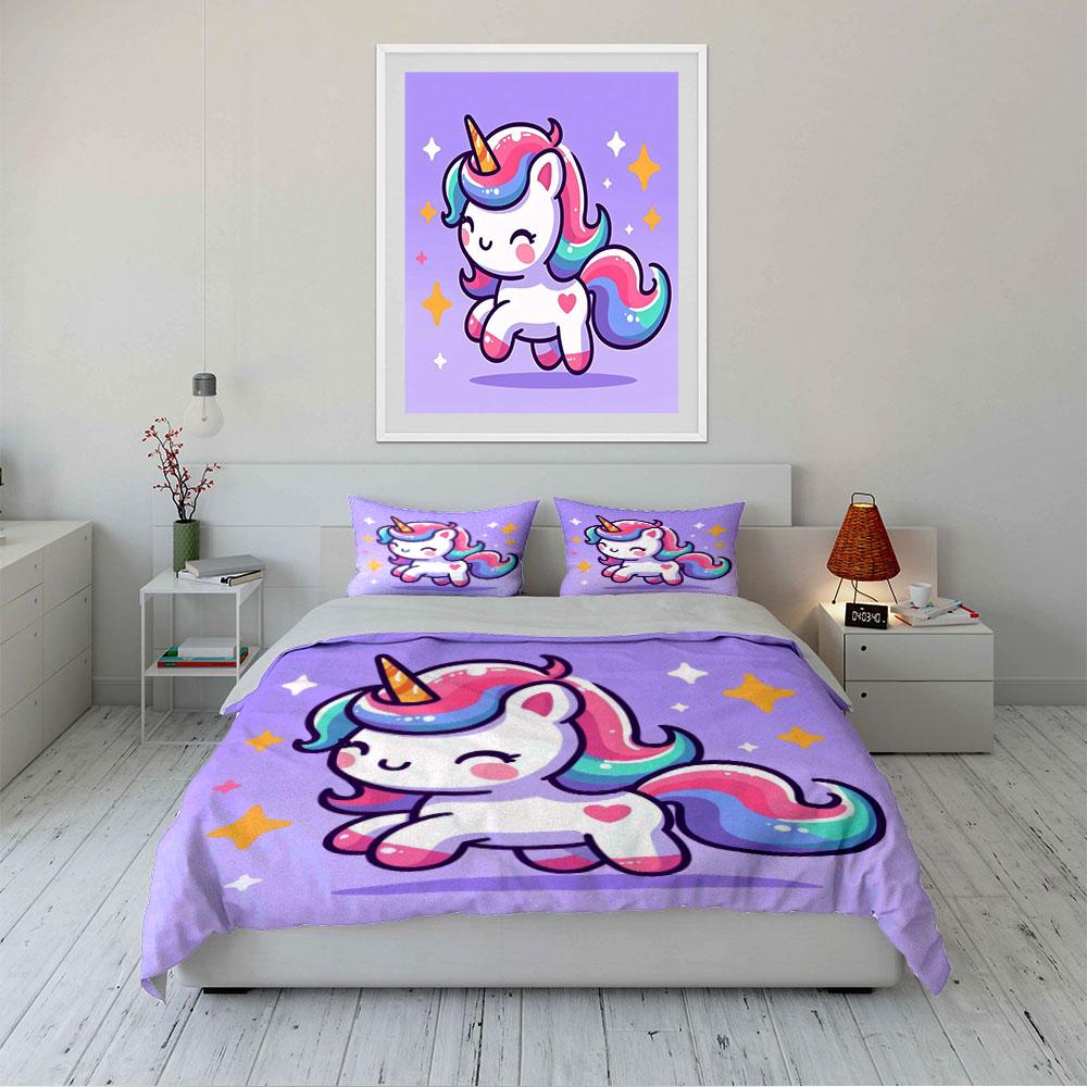 Cute Unicorn Bedding Set Bedding Duvet Cover Set Duvet Cover Pillowcases (1 * Duvet Cover 2 * Pillowcases, Without Duvet Insert)