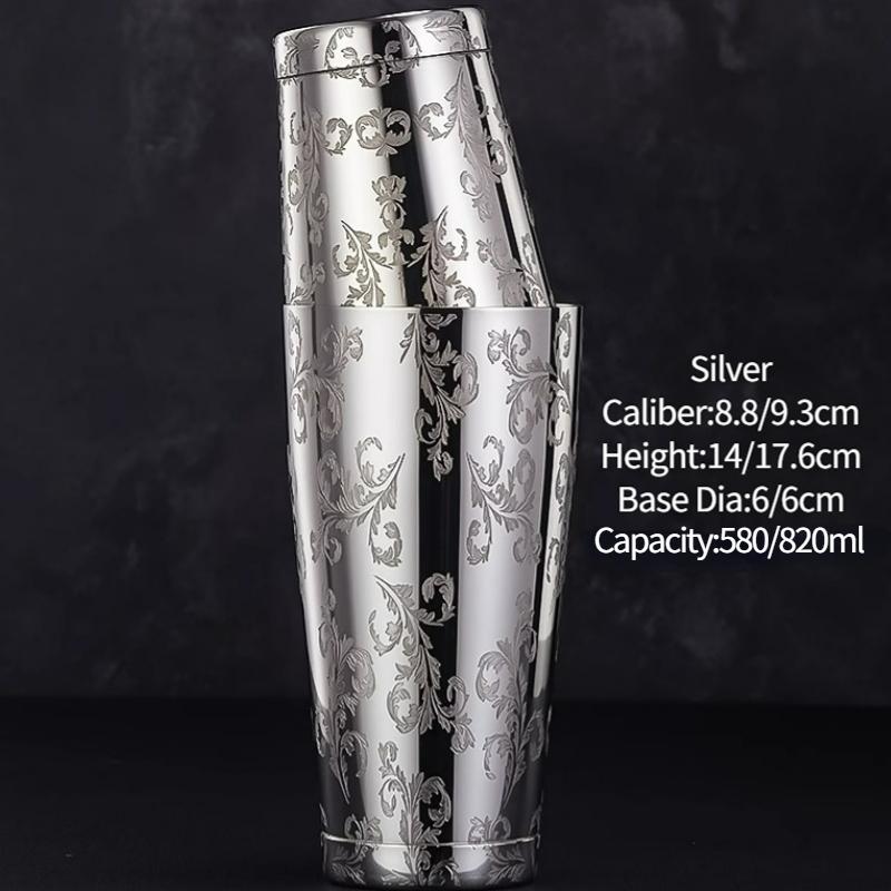 Bar Cocktail Shaker Boston Shaker Stainless Steel Engraving Shaker Bar Accessory Bartender Tools For Home And Bar