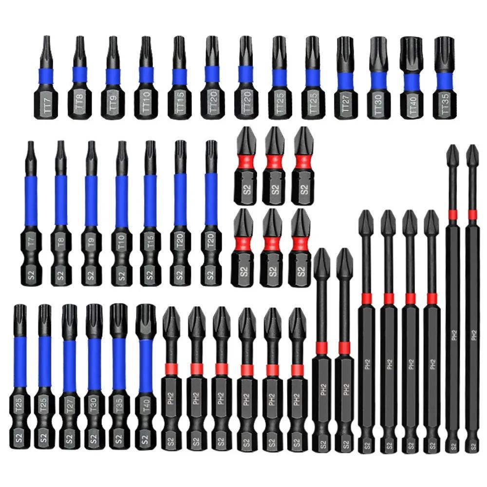

46Pcs Durable Non-slip Screwdriver Bit Set Shockproof Hex Shank Magnetic Impact Nut Driver Set Cross Screwdriver Batch Head