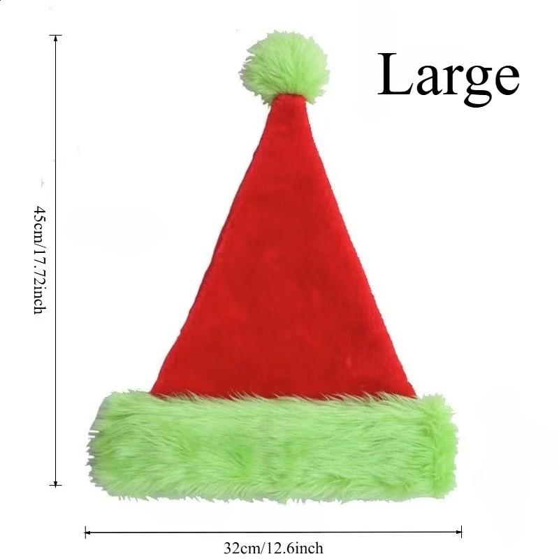 Fluorescent Green Christmas Hat with Plush Edge - Novelty Xmas Party Decor, Family Holiday Decoration & Video Props