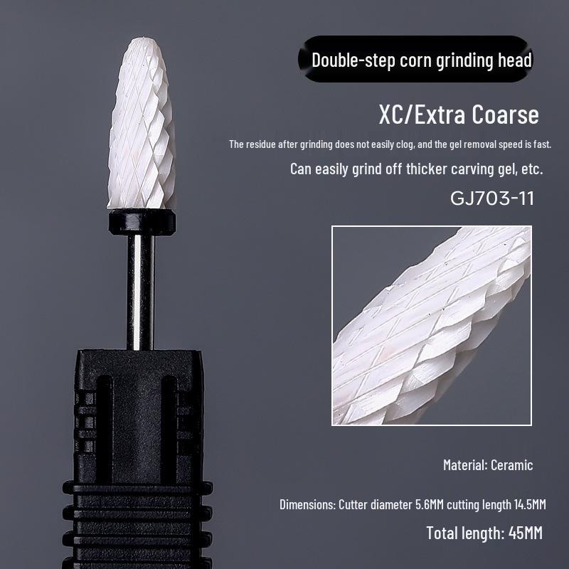 Ceramic Nail Art Grinding Head for Nail and Dead Skin Removal - Non-Heating Replacement Drill Bit.
