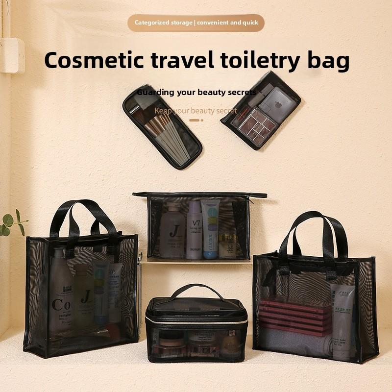 Travel Makeup Bag With Mesh Organizer For Cosmetics And Toiletries In Polyester Fabric