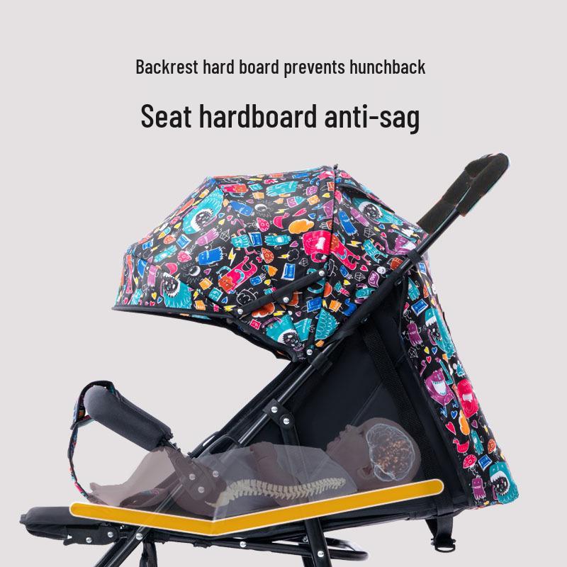 Ultraleichter Faltbarer Kinderwagen: Sitzen oder Liegen, Stoßdämpfend für Neugeborene & Kinder, High-View Taschenschirm-Design