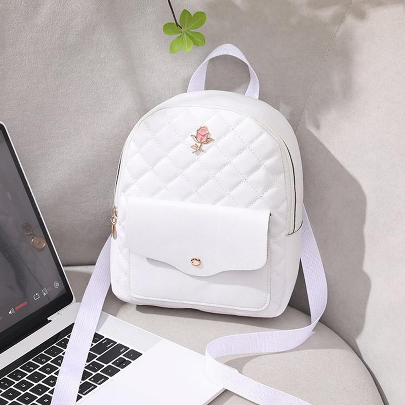 

Вышивка Маленький Рюкзак Однотонный На молнии Женская Сумка на Плечо Большая Вместимость Искусственная Кожа Дорожный Рюкзак белый