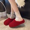 Mao Mao Hausschuhe Damen Oberbekleidung 2025 neu Winter Koreanische Version Flachboden Faule Mules mit Fleecefutter Zehenkappe Halbschuhe Baumwollmopp
