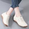 Women Platform Loafers Casual Elegant Leather Khaki Sneakers Thick Sole Height Increase Shake Shoes Large Size