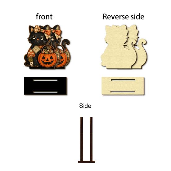 Funny Animal Napkin Storage Halloween Wooden Holder, Skeleton Black Cat Gnome Tissue Rack, Cute Kitchen Counter Accessories Cartoon Tabletop