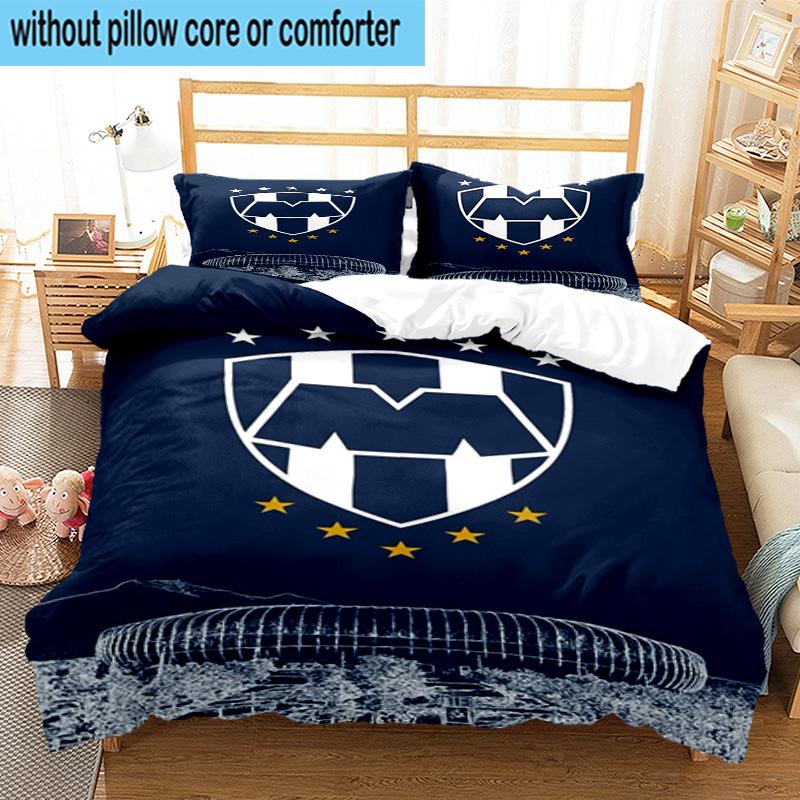 3pcs Monter-rey Football Crest Art Printed Bedding Set Duvet Cover Closure Includes 1 Duvet Cover & 2 Pillowcases Bedding Sets Home Decor Gifts