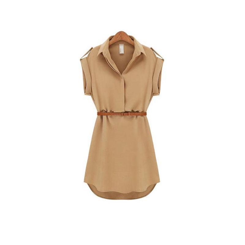 Elegant Summer Women's Shirt Dress In Chiffon With A Casual And Loose Fit