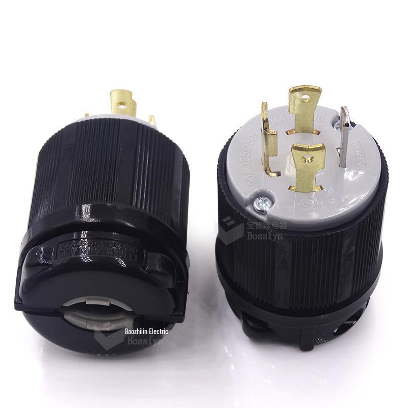 NEMA L14-30 US Standard Self-Locking Four-Core Industrial Anti-Loosening Generator Plug L14-30P Plug